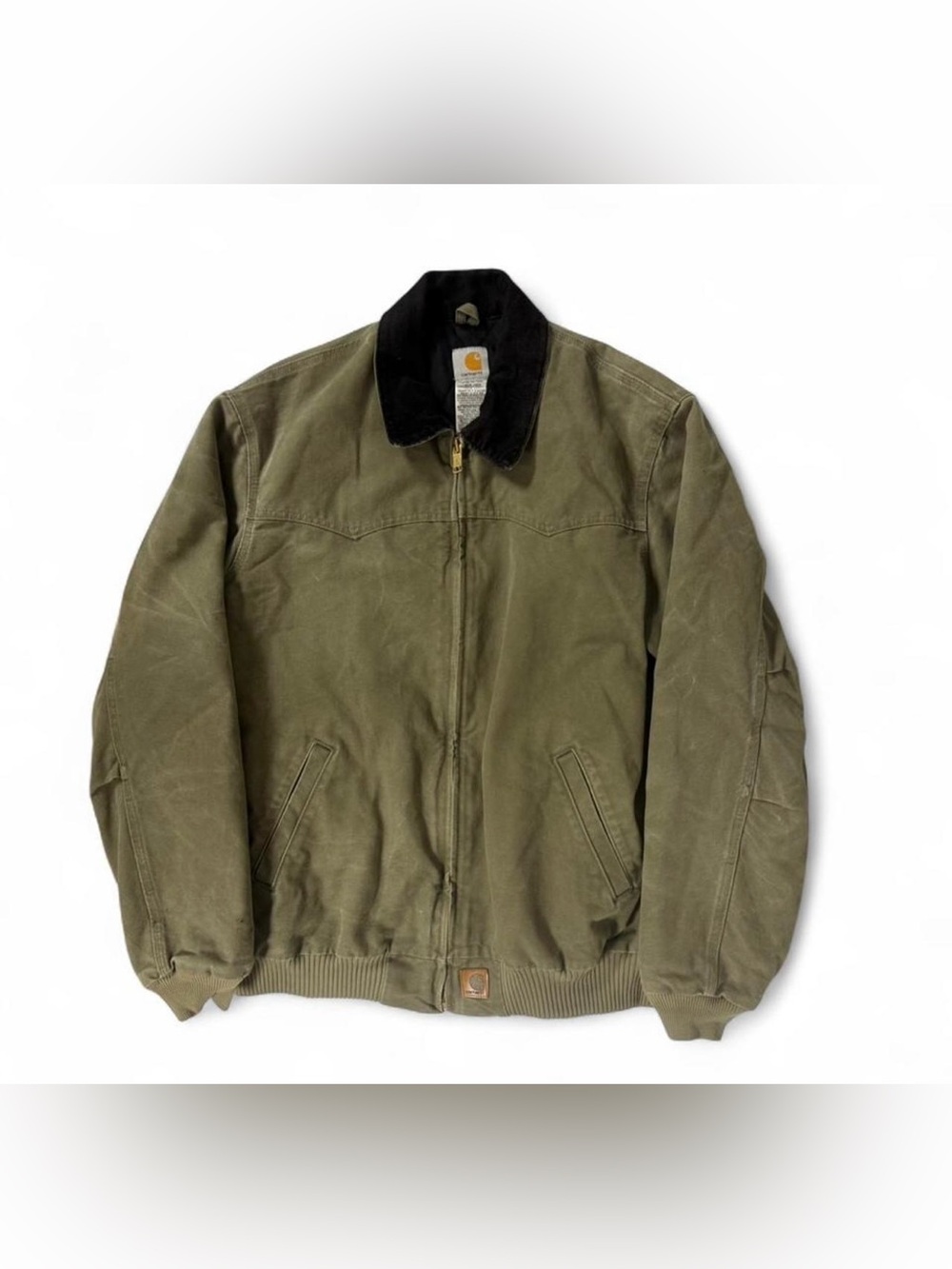 Carhartt Santa Fe J14LOV Green Quilted Jacket Distressed Full Zip Men XL Tall